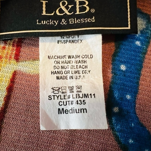 L & B LUCKY & BLESSED COLORFUL CACTUS SHEER KIMONO SIZE MEDIUM - Picture 8 of 9